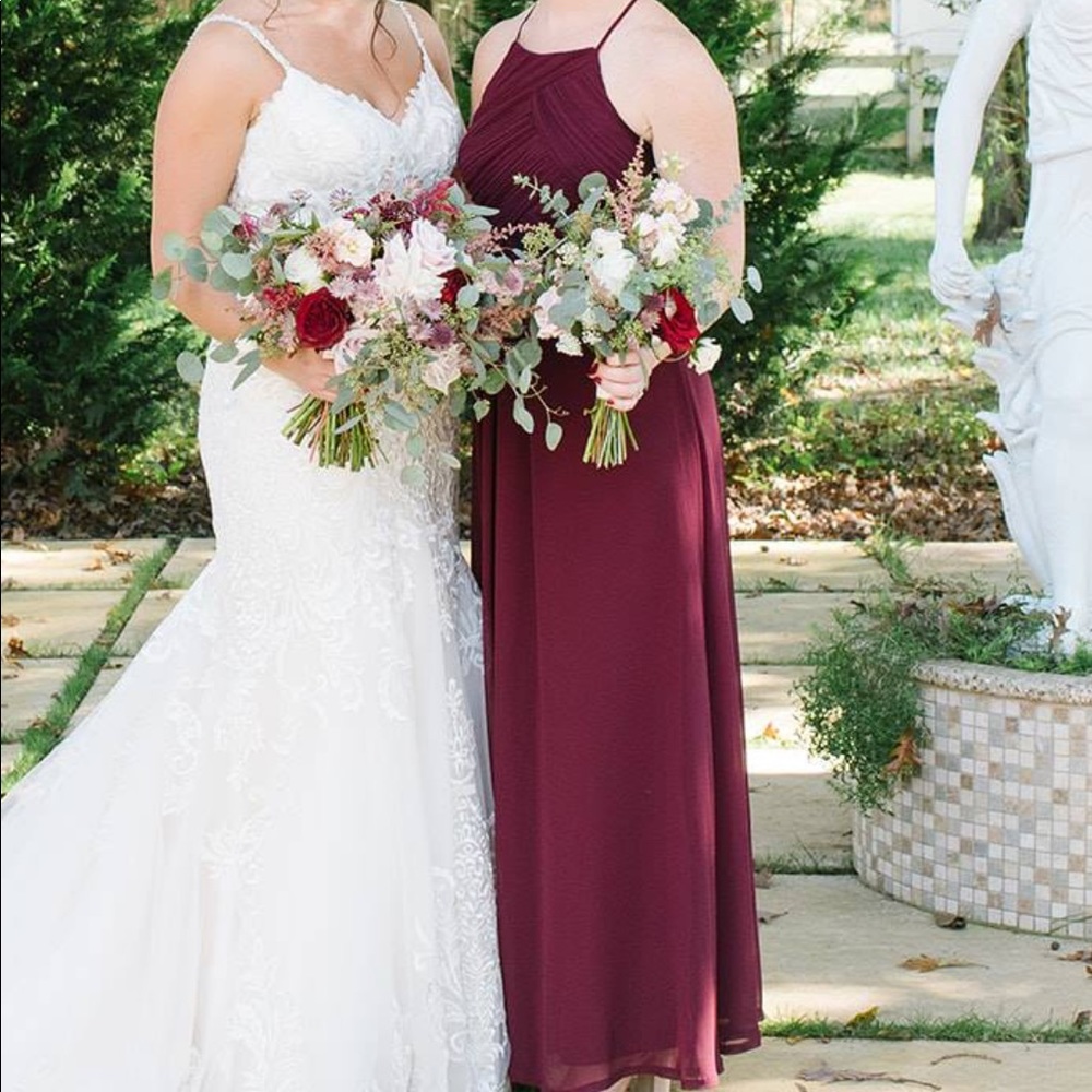 Bill Levkoff high neck bridesmaids dress